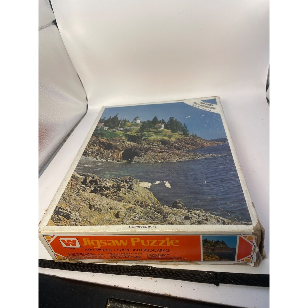 Vtg Whitman Puzzle 600 pieces lighthouse Maine 16x 20